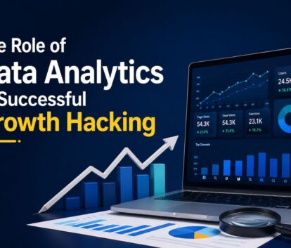 Data analytics dashboard showing business growth metrics and marketing performance